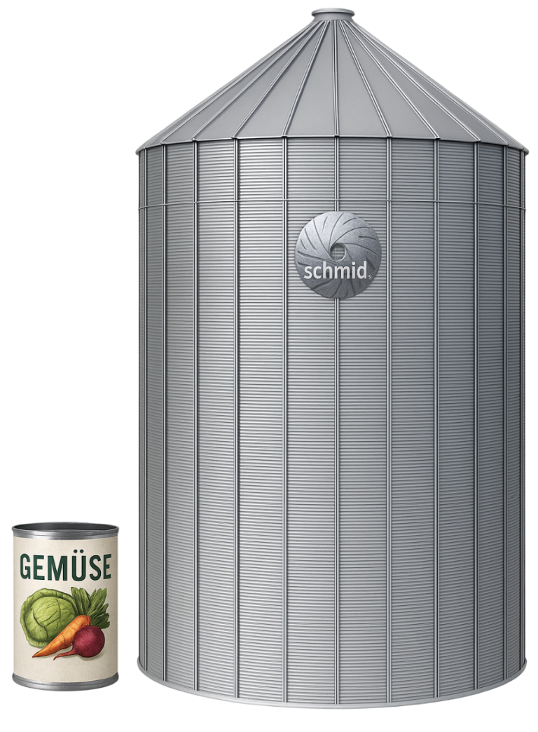 Konservendose und Stahlsilo
